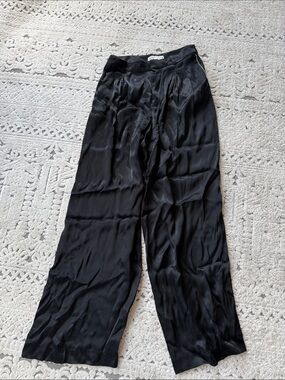 Zara Black Wide-Leg Satin Trousers for Men